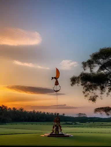 Majestic Kavadi Amidst Sunset and Greenery