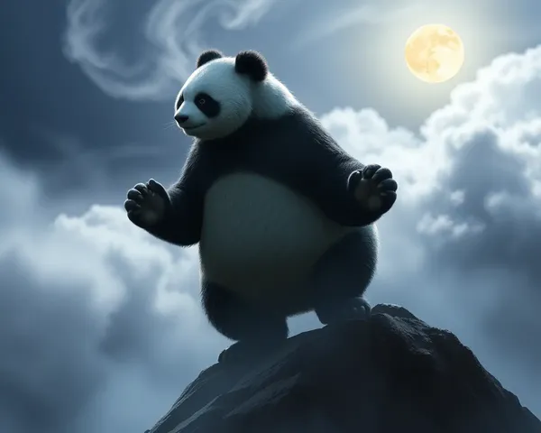 Majestic Kung Fu Panda on Misty Mountain Peak