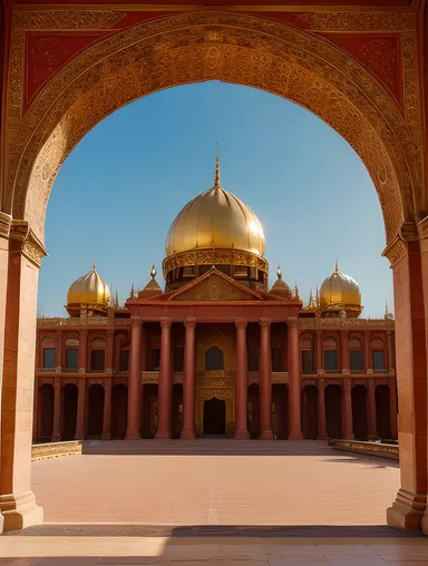 Majestic Kushti Wallpaper with Grand Palace and Intricate Arches