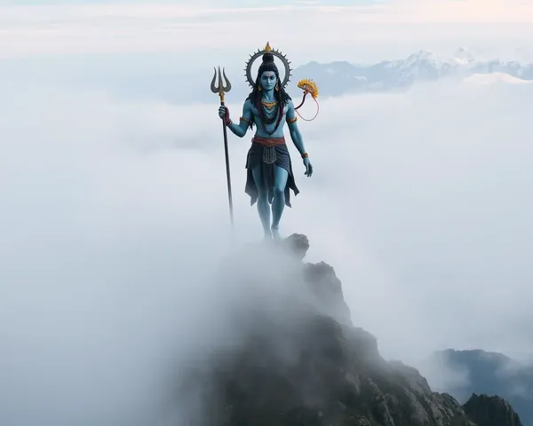 Majestic Mahadev on Misty Mountain Peak Background