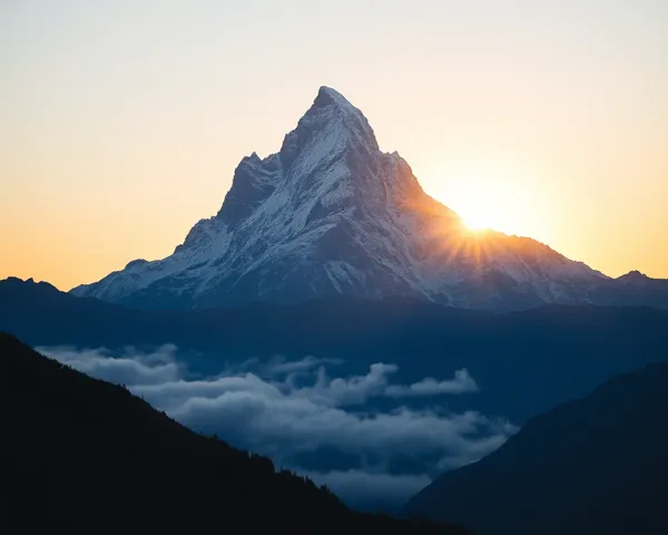 Majestic Mountain Peak in Pital Bartan with Golden Sunrise PNG