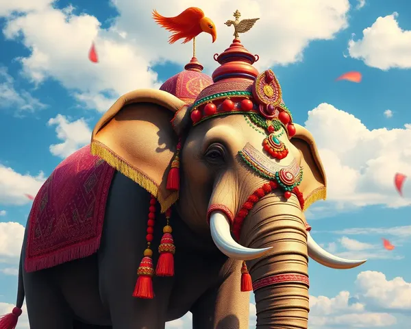 Majestic Punjabi Elephant with Colorful Tassels and Decorations