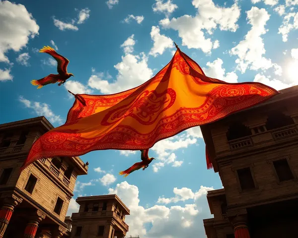Majestic Udghatan Banner Unfurls in the Sky