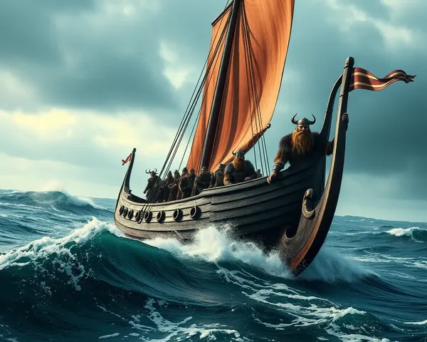 Majestic Viking Longship Sailing Through Stormy Sea 4K Wallpaper