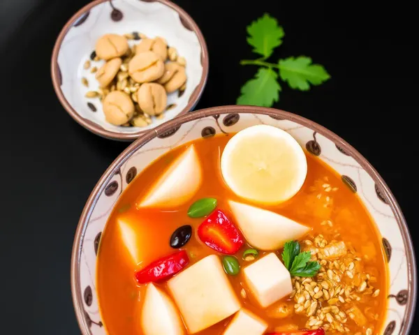 Manchow Soup with Fried Wontons and Sesame Seeds