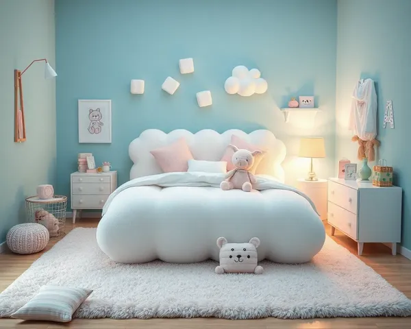 Marshmallow Bedroom with Plush Bed and Rug