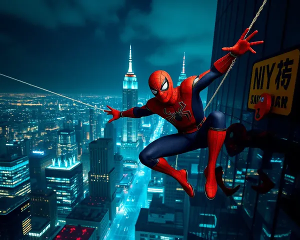 Marvel Wallpaper 4K for PC: Spider-Man's Web-Slinging Pose at Night
