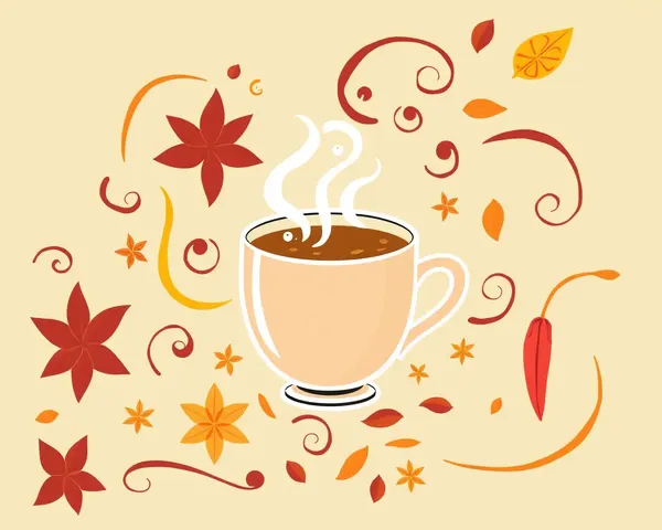 Masala-Infused Drink with Swirling Spice Patterns Illustration