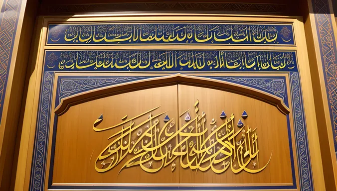 Masjid Nabawi Mihrab with Intricate Calligraphy Close-up