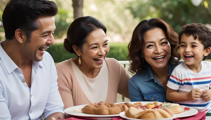 Mature Aunty's Joyful Moment with Grandchildren at Family Gathering