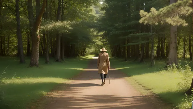 Mature Aunty's Peaceful Forest Walk Alone