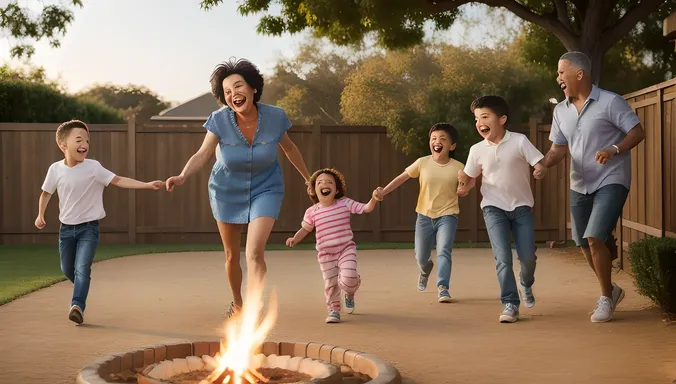 Mature Aunty's Whimsical Playtime with Grandkids
