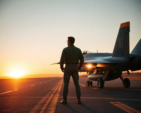 Maverick Stands on Runway with F-18 Hornet Ready to Take Off