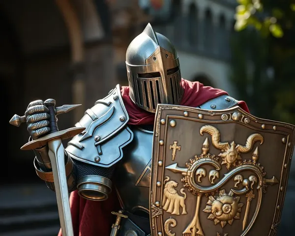 Medieval Knight Defends Kingdom with Shield and Sword Wallpaper