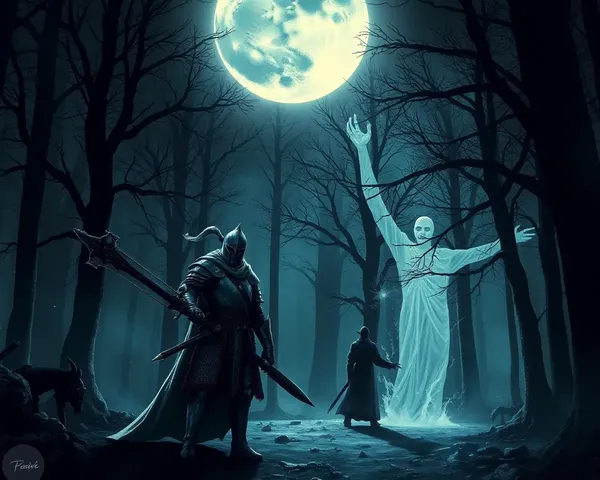 Medieval Knight in Dark Mystical Forest Wallpaper HD