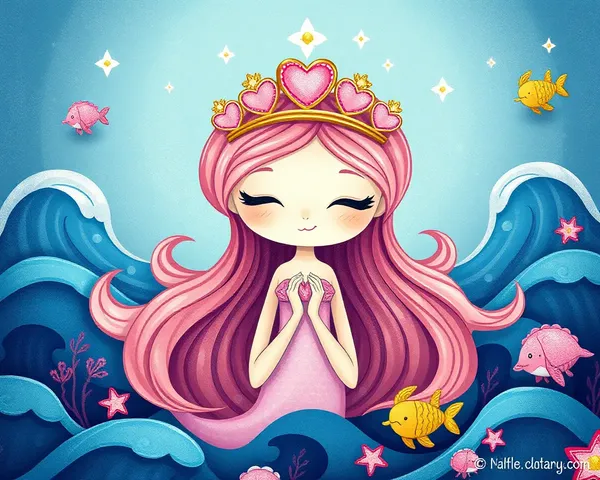 Mermaid Wears Shimmering Heart-Shaped Crown in Ocean