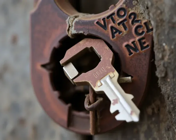 Metal Lock's Vestige of Broken Key with Rust and Corrosion