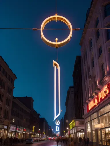 Metallic JDS Logo Suspended in Mid-Air with Neon Reflections