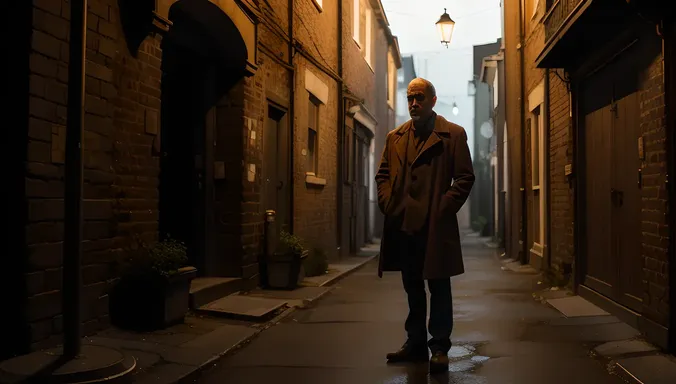 Midnight Alleyway: Pale Figure of Desolation