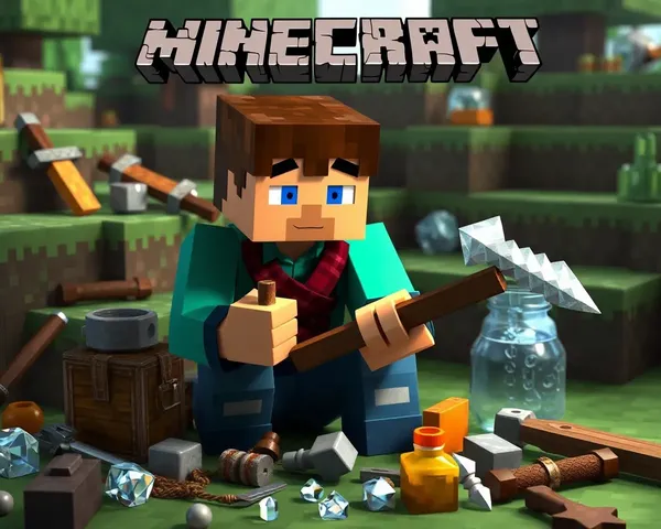 Minecraft Steve Crafts Diamond Pickaxe with Various Materials