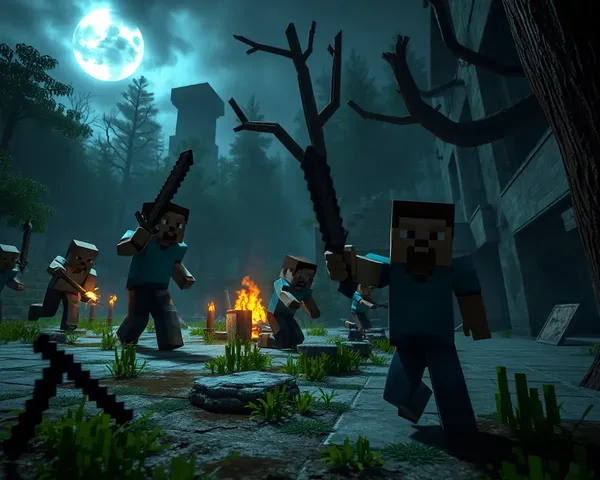 Minecraft Steve Fights Off Zombies in Abandoned Village