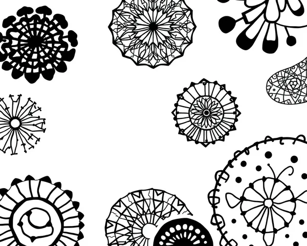 Minimalist Black Doodle Wallpaper with Geometric Patterns