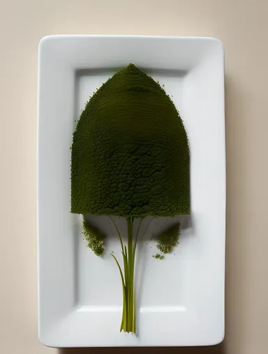 Minimalist Chlorella Plant Composition with Clean Background