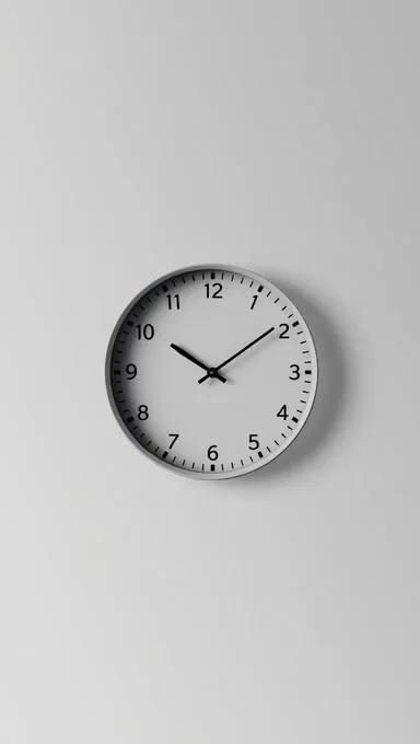 Minimalist Clock Face on Transparent Background with Subtle Hands