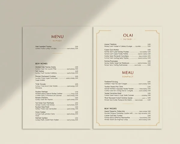 Minimalist Olai Suvadi Menu Design Concept