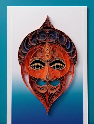 Minimalist Paper Quilled Ganesha Face with Om Symbol and Gradient