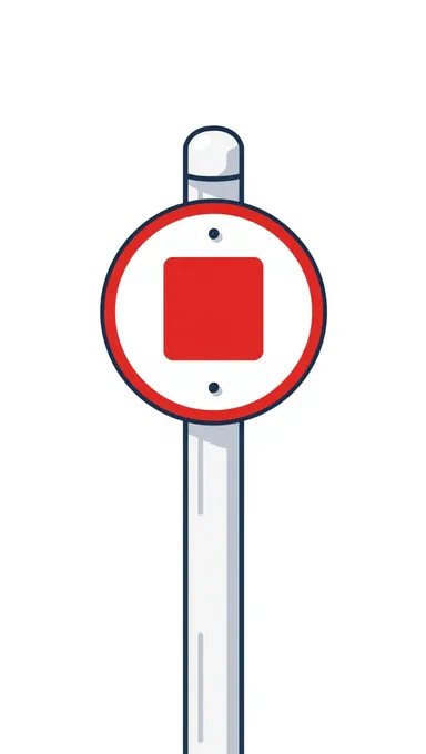 Minimalist Street Sign with Simple Square Exit Icon Transparent