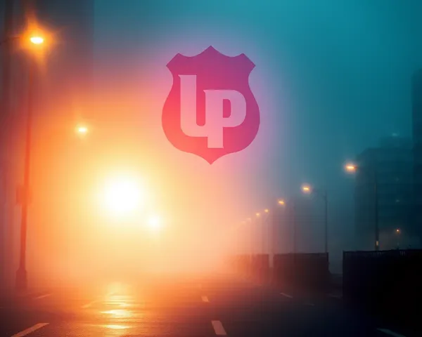 Misty City Street UP Police Logo Digital Painting at Dawn