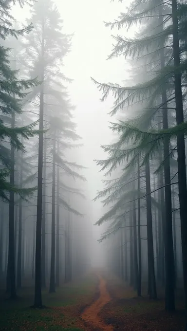 Misty Fog Overlay Peaceful Forest Background