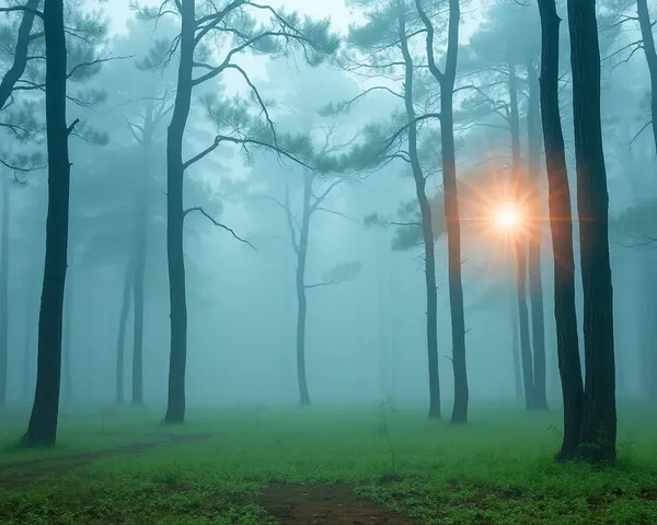 Misty Forest with Karma Energy Surrounding Trees