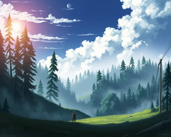 Misty Forest with Smoky Trees