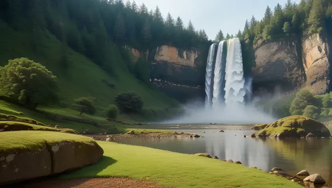 Misty Waterfall Wallpaper for Windows 10
