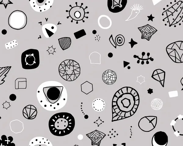 Modern Black Doodle Wallpaper with Geometric Shapes Patterns