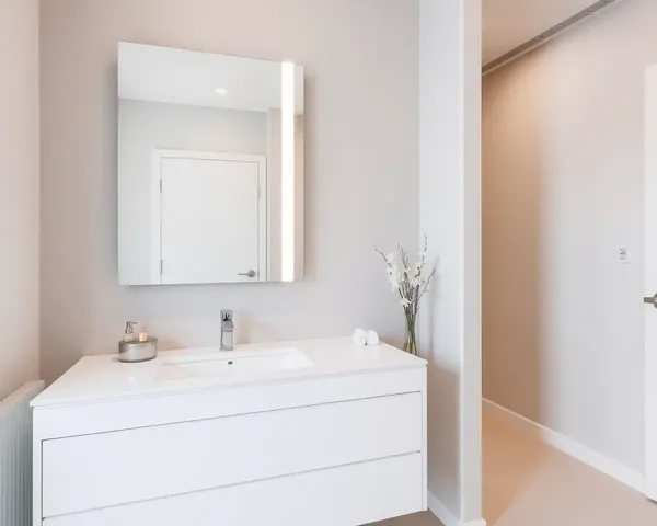 Modern Farnichar Tebal Vanity Bathroom Design Large Mirror