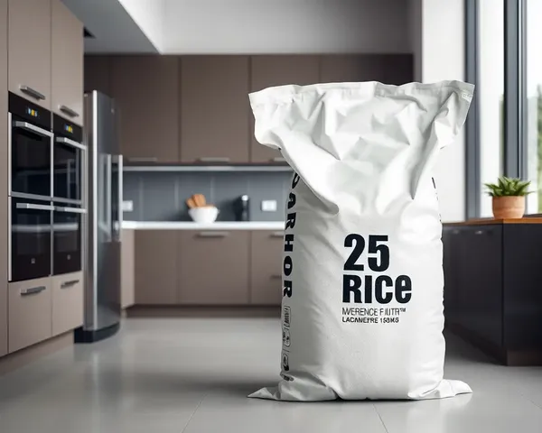 Modern Kitchen with 25 kg Rice Bag and Stainless Steel PNG