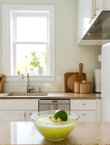 Modern Kitchen with Raita and Fresh Lime Juice
