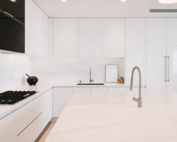 Modern Kitchen with Statuario Marble Countertop Texture