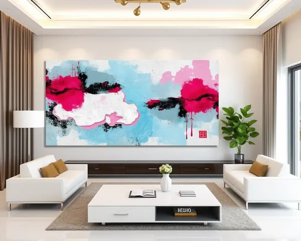 Modern Living Room with Abstract Art Background