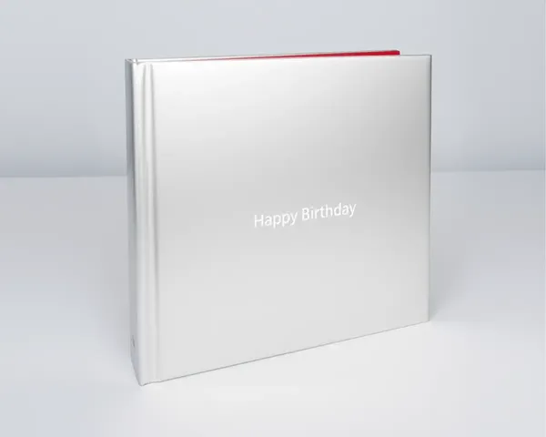 Modern Minimalist Birthday Album with Metallic Cover