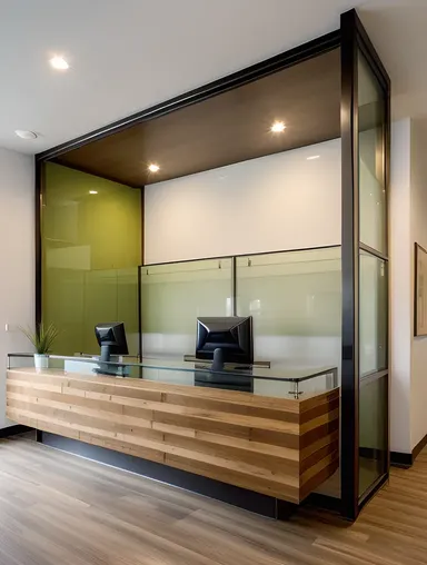 Modern Minimalist Hostel Lobby with City View