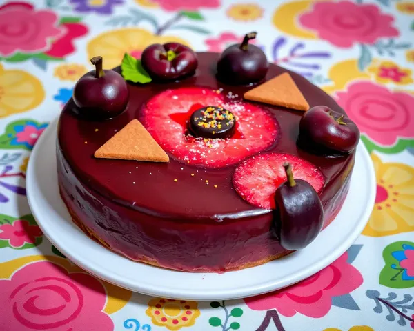 Modern Plum Cake with Geometric Shapes and Edible Glitter