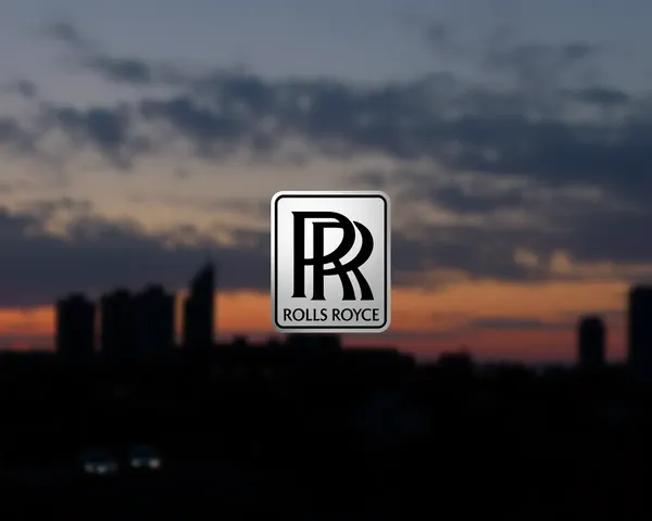 Modern Rolls-Royce Logo with Cityscape Sunset Background