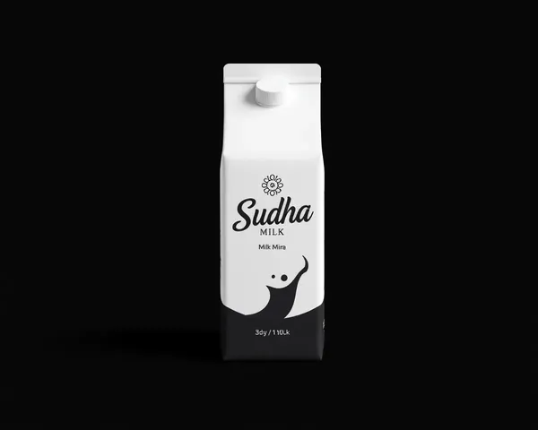 Modern Sudha Milk Packaging Design on Black Background