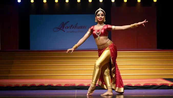 Mohiniyattam Dancer in Traditional Costume Posing Dramatically