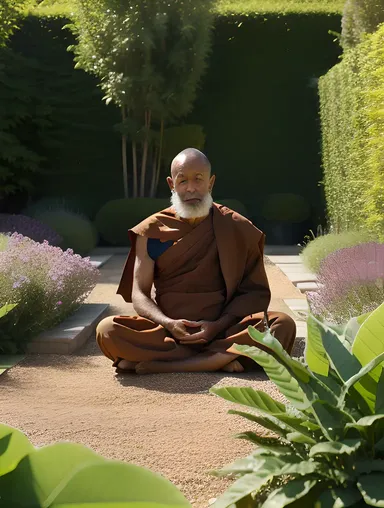 Monk Tends to AI-Powered Garden