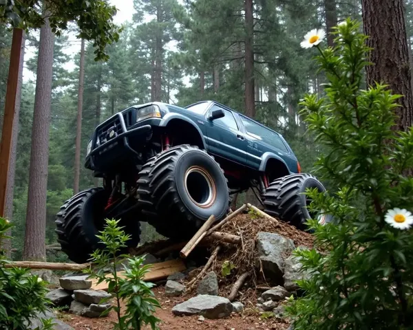 Monster Car Crushes Through Forest